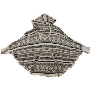 American Rag Cotton Oversized Poncho Sweater M/L Cowl Neck Fair Isle Aztec Boho